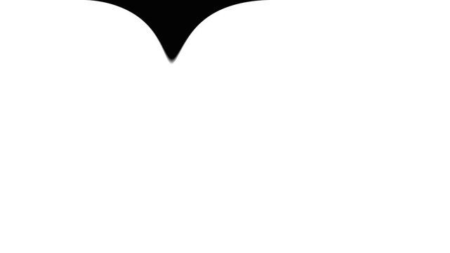Abstract liquid black blob emerging from bottom white background dynamic motion graphic design element.
