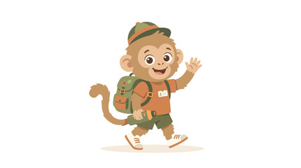 Fototapeta premium Cute Monkey Explorer Character Illustration