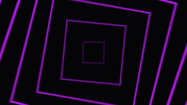 Abstract purple geometric squares tunnel endlessly rotating in a dynamic motion graphics loop.