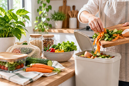 Home composting with kitchen food scraps for sustainable living