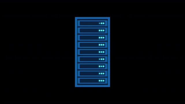 Database Rack Lights Flickering on Transparent Background, Loop
