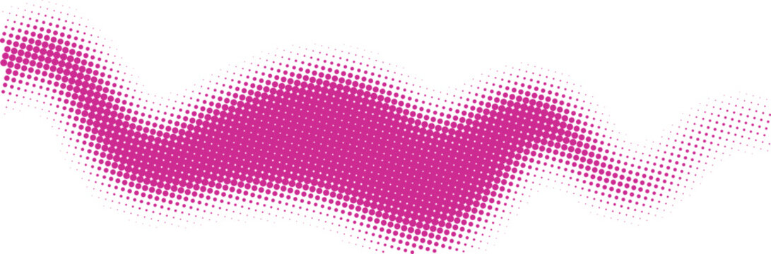 Abstract pink halftone wavy line brush stroke design element isolated on transparent background, Vector