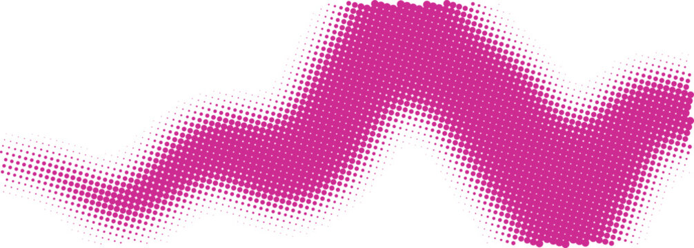 Bright pink wavy brush stroke painted with acrylic texture for artistic design element isolated on transparent background, Vector