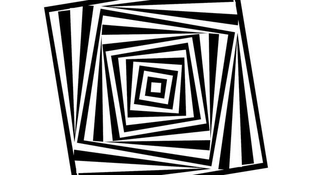 Black and white hypnotic square frame animation for abstract background and digital motion graphic.