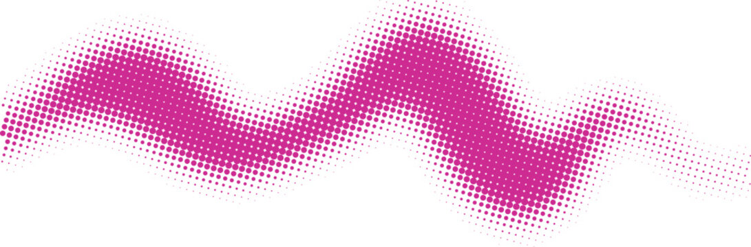 Abstract pink wavy line with a halftone dot pattern effect for modern graphic design projects isolated on transparent background, Vector