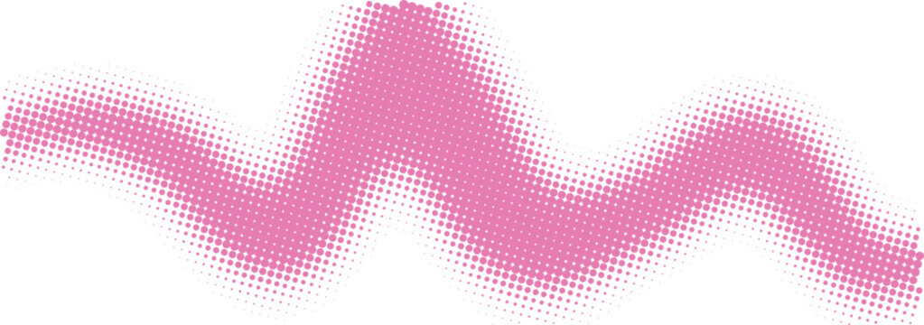 A soft pink hand drawn wavy line shape made with a textured brush stroke for artistic design elements isolated on transparent background, Vector