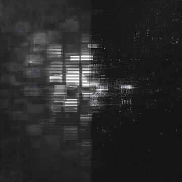 Abstract glitch background with geometric blocks and digital noise