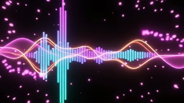 Neon Music Equalizer Visualization for Party and DJ Background