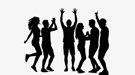 Fototapeta premium Group silhouette celebrating with joy.