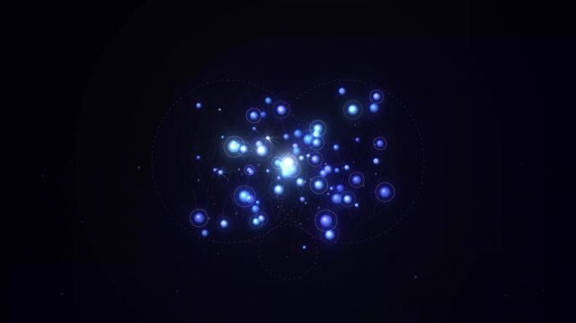 Abstract Floating Blue Glowing Particles Radiating Light Against a Deep Dark Space Background