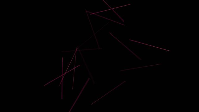 Abstract dark background featuring moving neon magenta lines in a random pattern for motion design.