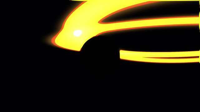 Abstract circular yellow light trails forming dynamic glowing vortex against deep black background.