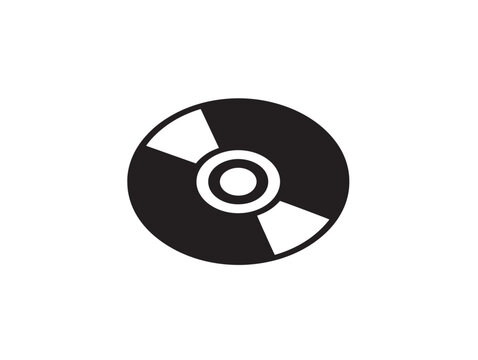 Black and white compact disc icon silhouette isolated on a white background