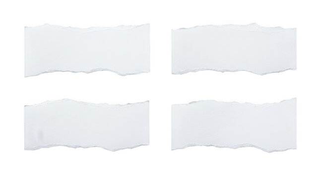 Set of torn paper pieces isolated on transparent background