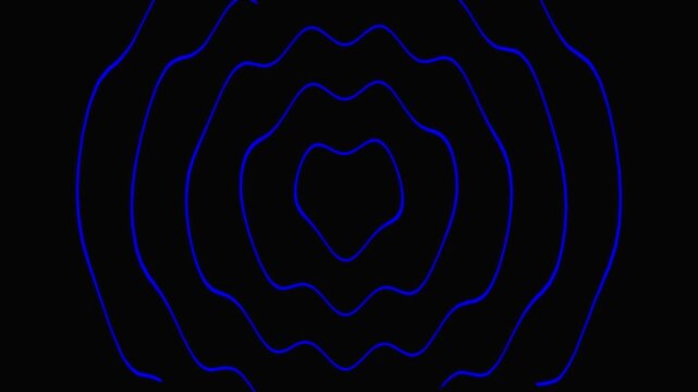 Blue neon circular ripple effect expanding on dark background smooth rhythmic digital wave animation.