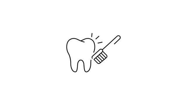 Animated Tooth Cleaning Line Icon Motion Graphic