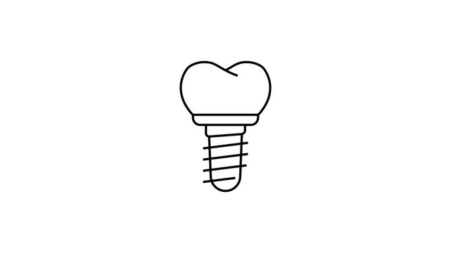 Animated Tooth Implant Line Icon Motion Graphic