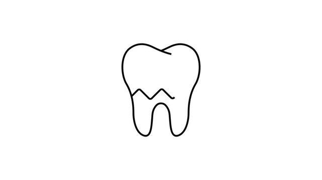 Animated Tooth Crown Line Icon Motion Graphic