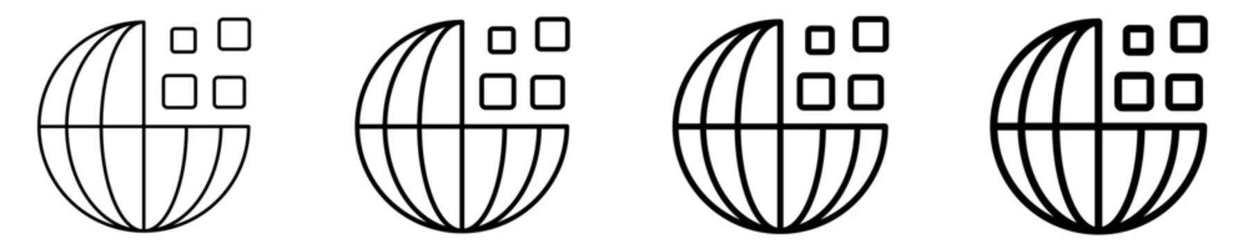 Global Digital Network Icon Set Different Style Collection