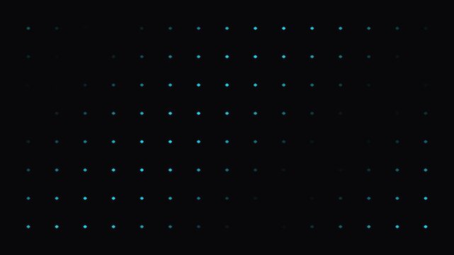 Abstract background featuring glowing cyan diamond shapes pulsating across dark grid structure view.