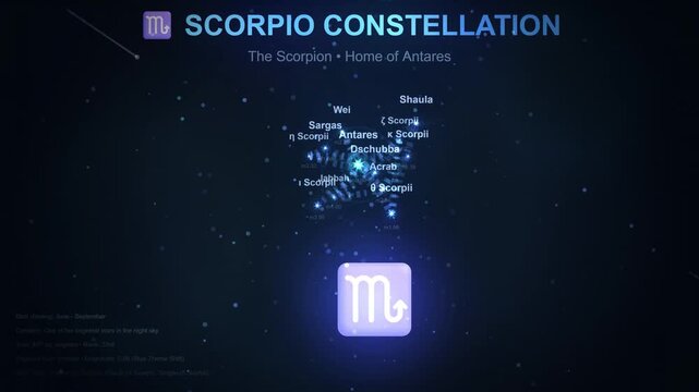 Scorpio Constellation and Zodiac Sign Emblem on a Starry Night Background