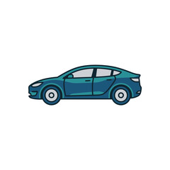 Obraz premium Teal sedan car side view flat vector illustration.