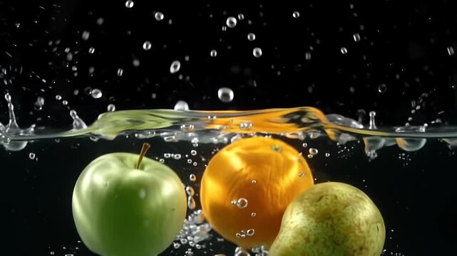 Yellow liquid droplets descending against deep black background