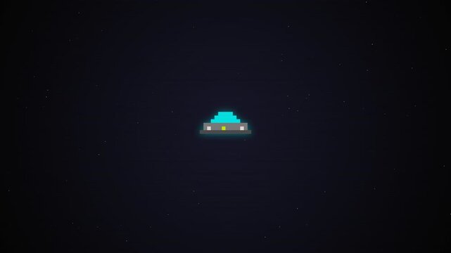 Pixelated spaceship art suitable for scifi projects, game design, technological presentations, web graphics, and futuristic concepts.