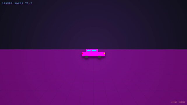 Flat art graphic of a purple digital pixel street racer suitable for posters, tshirts, stickers, and car enthusiast designs.