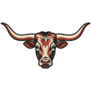 Longhorn bull head embroidery design