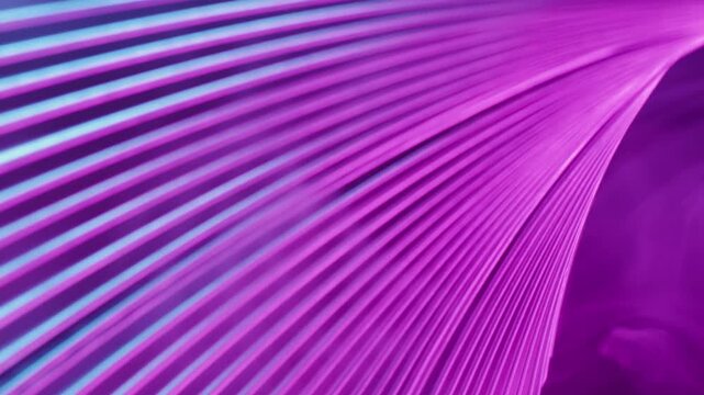 Gradient ribbed wave. Fluorescent vapor. Defocused neon purple blue color crinkled steam explode on abstract creative art light background.