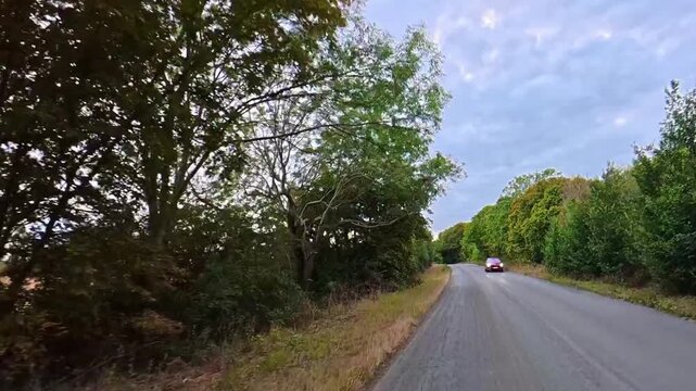 British Rural Car Travel Between Luton to Sharpenhoe Country Road. Car Mounted Camera Time Lapse Footage of Car Travel on British Country Road and Highways of England UK. 2nd September, 2026.