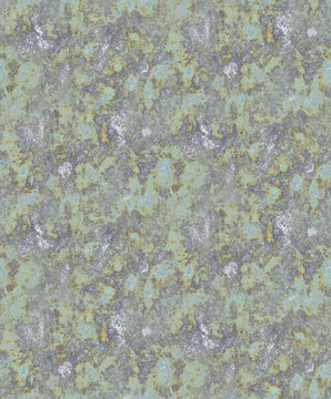 Seamless sophisticated abstract texture featuring weathered metallic and stone effects in muted blue, yellow, and grey tones