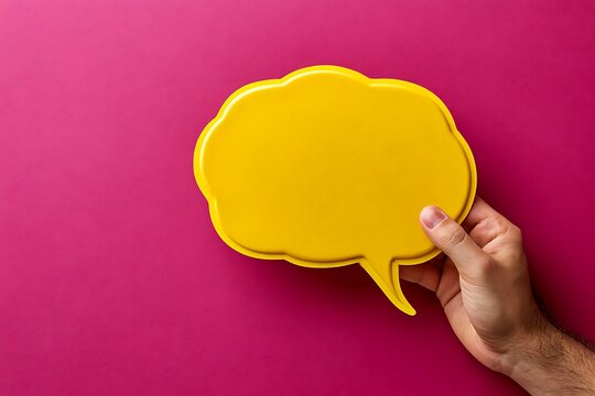 Hand with cartoon speech