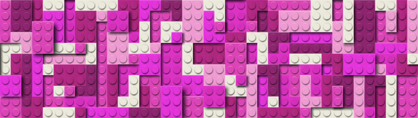 Realistic pink plastic constructor background with shadows. Play and build concept. Love colors style. Vector illustration © boxerx