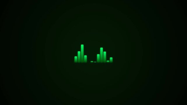 Abstract green audio visualizer bars pulsing dynamic soundwave motion