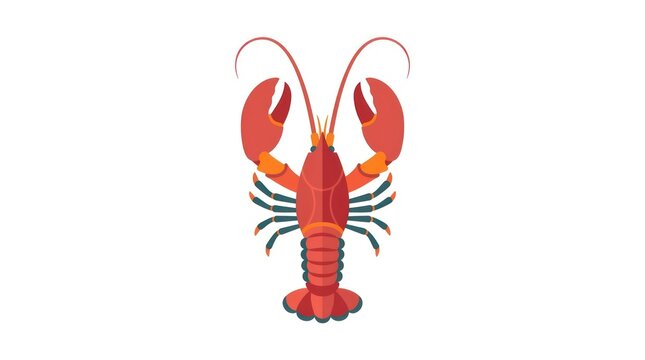 Red lobster flat vector illustration isolated on white background