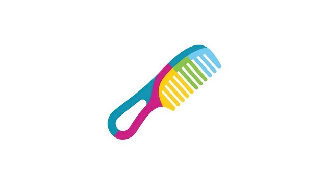 Colorful hair comb illustration isolated on white background