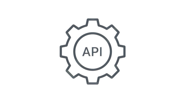 Api integration icon with gear symbol and copy space for software development branding