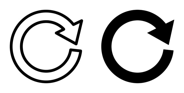 Circular Arrow Icons, Refresh Symbol Vector Graphics, Reload Loop Set for UI Design and Web Applications, Simple Black and White Icons