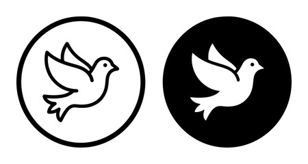 Fototapeta premium Peace Dove Icons, Vector Symbols of Hope and Freedom, Simple Outline and Solid Black Designs for Spiritual and Serene Concepts