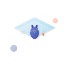Obraz premium 3D Isometric Gardening Cat Glassmorphism Illustration