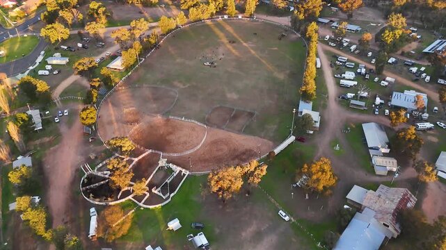 Aerial View of Rural Rodeo Grounds and Horse Arena