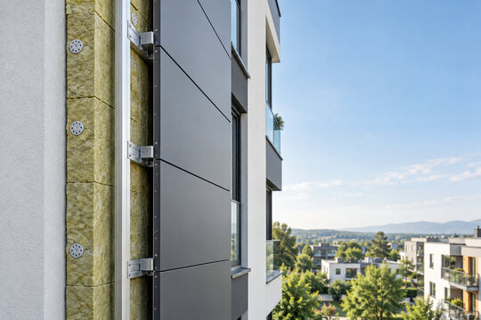 Energy Efficient Building Facade Retrofit With Insulation and Rainscreen