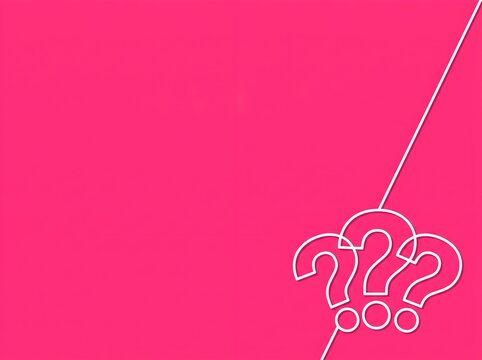 Hanging question mark illustration on a vibrant pink background with copy space
