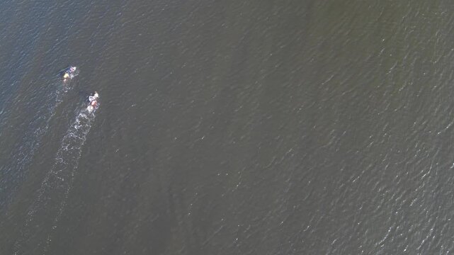 High Angle Drone Camera Footage of Newcastle upon Tyne Beach and Ocean. The Footage Was Captured at Just Before Sunset From Medium High Altitude From Sea Level on 13th October, 2025. 