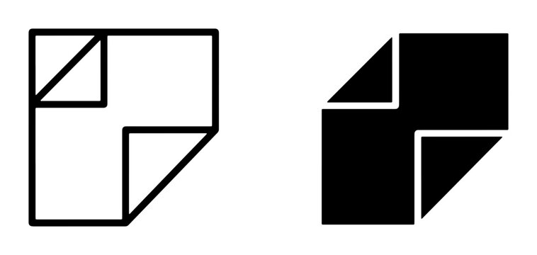 Document Icons, Page Corner Folds, Vector Symbols for Information and Data Management, White and Black Variations