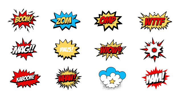 Comic Burst Sound Effects in Pop Art Style.