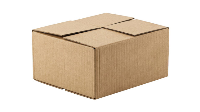 Closed brown cardboard box isolated on a white background