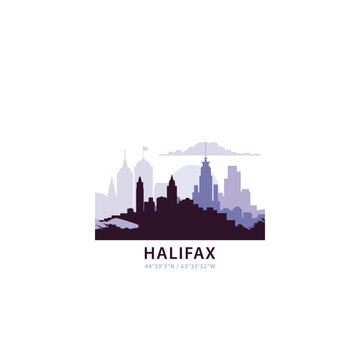 Halifax logo with city skyline, cityscape retro vector icon. Nova Scotia, Canada city horizon, facade, travel logotype